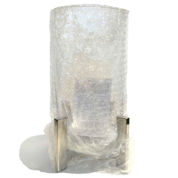Bowring Spectra Hurricane Glass Candle Holder Lamp Vase Silver Stand 10.25 inch - Picture 2 of 12